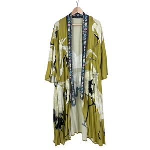 Aratta Crane Kimono Duster boho hippie novelty print